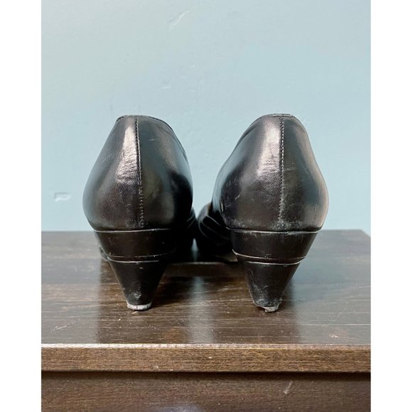 Frye Black Leather Peep Toe Heels - Picture 6 of 7